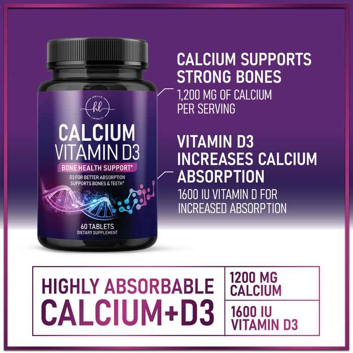 Calcium Supplement Gummy for Women & Men - Sugar Free Calcium with Vitamin D3, Bone Health & Immune Support, Supports Teeth & Bone Strength, Vitamin Calcium Chews, Non-GMO - 60 Gummies