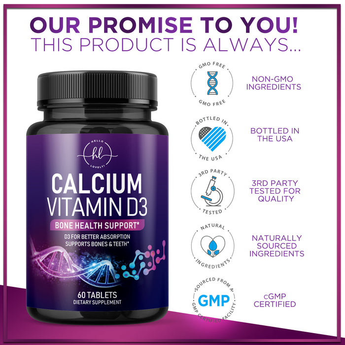 Calcium Supplement Gummy for Women & Men - Sugar Free Calcium with Vitamin D3, Bone Health & Immune Support, Supports Teeth & Bone Strength, Vitamin Calcium Chews, Non-GMO - 60 Gummies