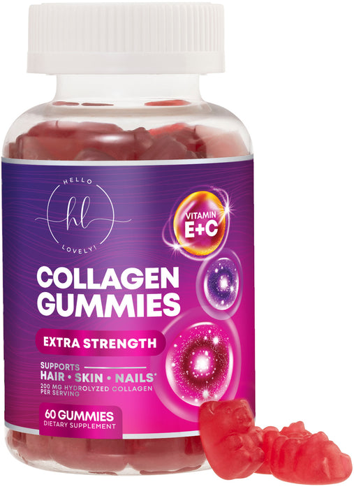 Collagen Peptides Gummies for Women & Men - Collagen Protein with Biotin, Extra Strength Hydrolyzed Collagen Peptides Gummy Supplement for Hair, Skin & Nails & Joint Support, Non-GMO