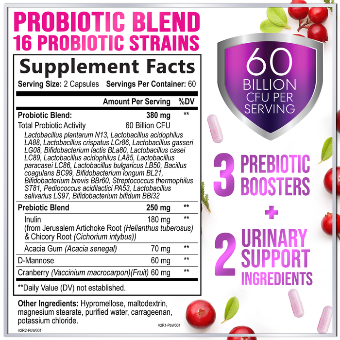 Hello Lovely! Formulated Probiotics for Women + Prebiotics & Cranberry, Vaginal Women's Probiotic for Digestive Health, pH & Immune Support, Shelf Stable