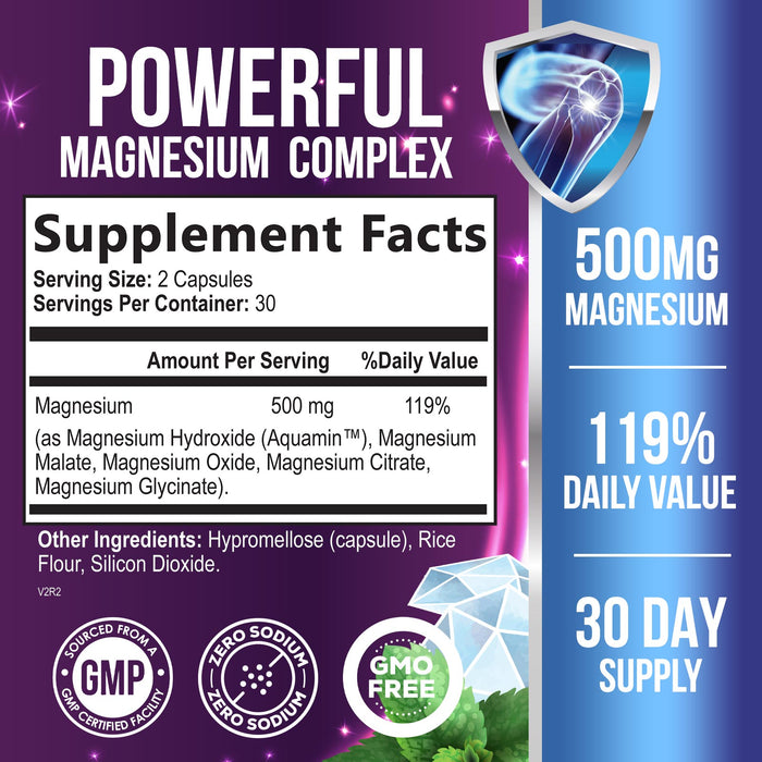 Magnesium Powder Supplement - Magnesium Citrate Powder Drink Mix Unflavored Made with Aquamin Magnesium - Bone, Heart & Muscle Support, Sugar Free, Gluten Free, Vegan, & Non-GMO - 60 Servings