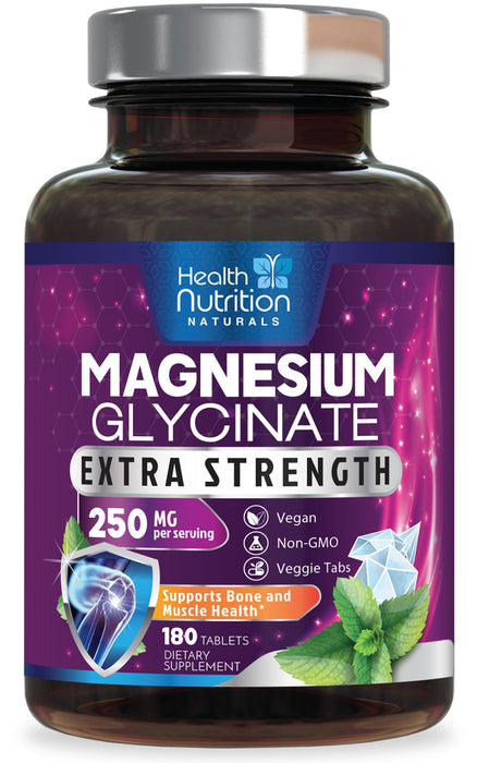 Magnesium Glycinate 425 mg with Calcium - Natural, High Absorption Magnesium Tablets Chelated for Muscle, Nerve, Bone & Heart Health Support - Non-GMO, Gluten Free, Vegan Supplement - 120 Tablets