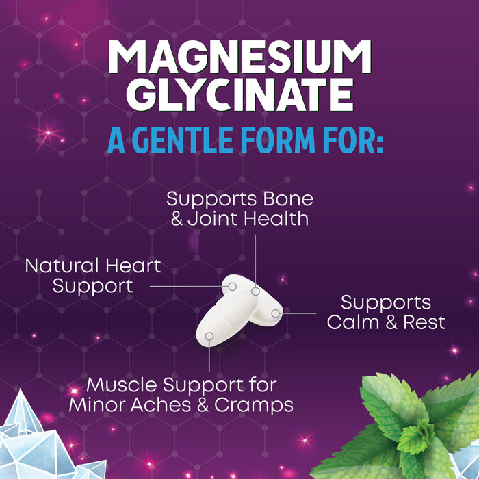 Magnesium Glycinate 250 mg - Natural, High Absorption Magnesium Tablets Chelated for Muscle, Nerve, Bone & Heart Health Support - Gentle Form, Non-GMO, Gluten Free