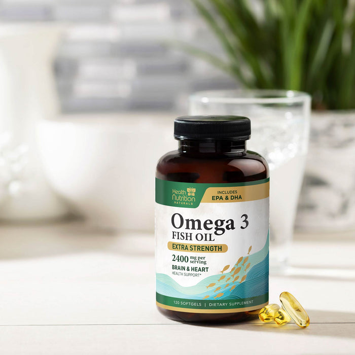 Triple Strength Omega 3 Fish Oil 2000 mg Softgels, Nature's Fish Oil Supplements, Brain & Heart Health Support - EPA & DHA, 1000 MG Fish Oil in Each Softgel, Omega-3 Supplement