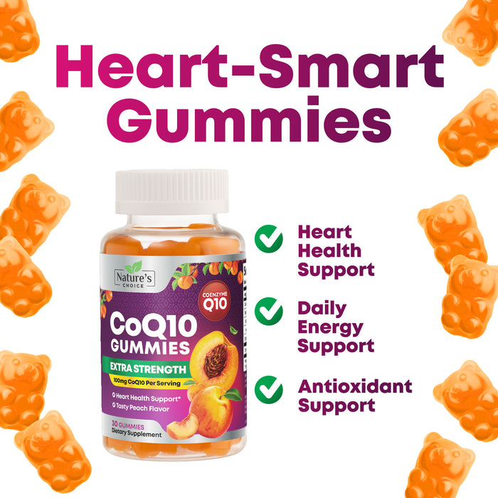 Nature's CoQ10 100mg Gummies, 3X Better Absorption, Antioxidant for Heart Health Support & Energy Production, Ultra Coenzyme Q10 Vitamins, Coq 10 Supplements, Dietary Supplement, Non-GMO