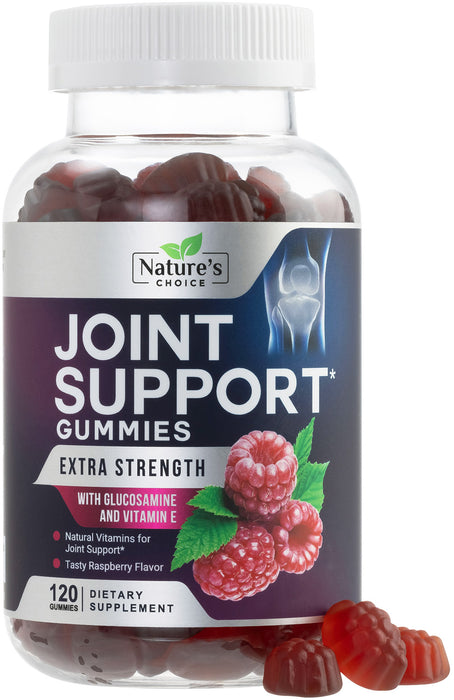 Nature's Choice Glucosamine Gummies Extra Strength Joint Support Gummy with Vitamin E - Naturally Assists Cartilage & Flexibility - Best Support Chew for Men and Women