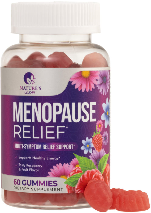 Nature's Glow Menopause Relief Vitamin Gummy for Women - Effective Menopause Support Supplement Gummies, Hot Flash, Night Sweats, Energy & Hormone Support, Non-GMO & Gluten Free - 60 Gummies