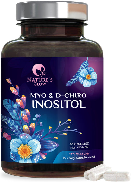 Myo-Inositol & D-Chiro Inositol Blend - 60 Day Supply, Premium 40:1 Ratio, Hormone Support for Women, Ovarian Health Myo Inositol Vitamin B8, Nature's Inositol Supplement