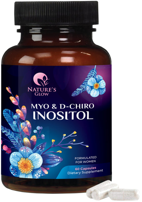 Myo-Inositol & D-Chiro Inositol Blend - 60 Day Supply, Premium 40:1 Ratio, Hormone Support for Women, Ovarian Health Myo Inositol Vitamin B8, Nature's Inositol Supplement