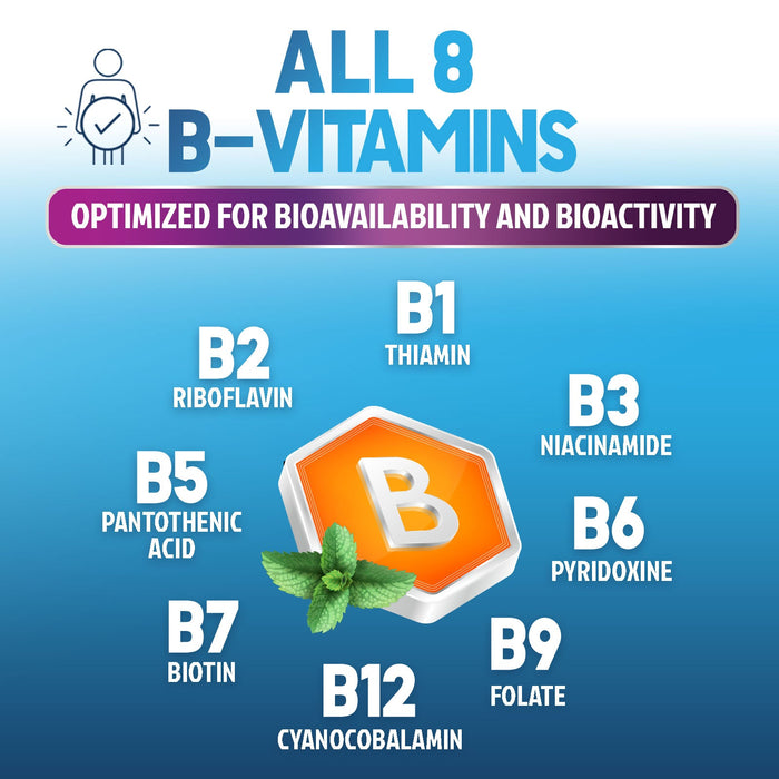 Vitamin B Complex with Vitamin C & Folic Acid - Dietary Supplement for Energy, Immune, & Brain Support - Nature's Super B Vitamin Complex for Women and Men, Made with Folate Capsules