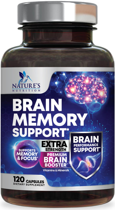 Nootropic Brain Supplement for Memory, Focus & Concentration - Cognitive Support Brain Booster Supplement with Phosphatidylserine & DMAE Bacopa - Brain Vitamins for Men & Women, Non-GMO