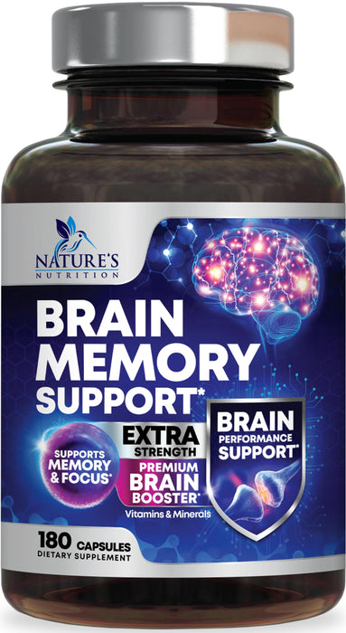 Nootropic Brain Supplement for Memory, Focus & Concentration - Cognitive Support Brain Booster Supplement with Phosphatidylserine & DMAE Bacopa - Brain Vitamins for Men & Women, Non-GMO