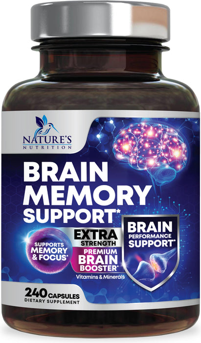 Nootropic Brain Supplement for Memory, Focus & Concentration - Cognitive Support Brain Booster Supplement with Phosphatidylserine & DMAE Bacopa - Brain Vitamins for Men & Women, Non-GMO