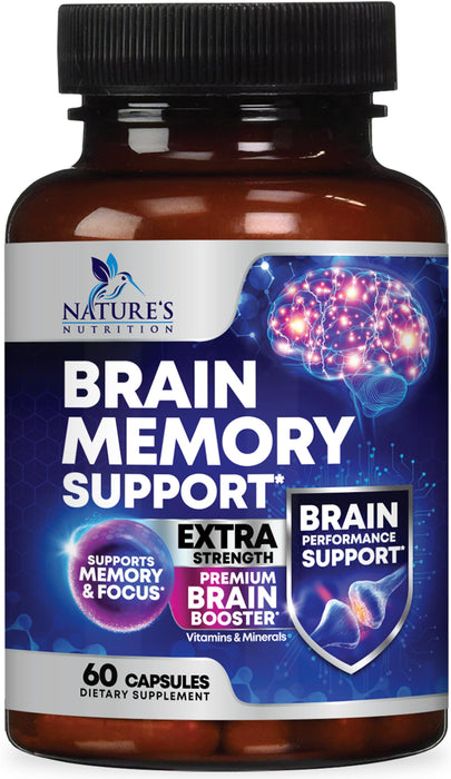 Nootropic Brain Supplement for Memory, Focus & Concentration - Cognitive Support Brain Booster Supplement with Phosphatidylserine & DMAE Bacopa - Brain Vitamins for Men & Women, Non-GMO
