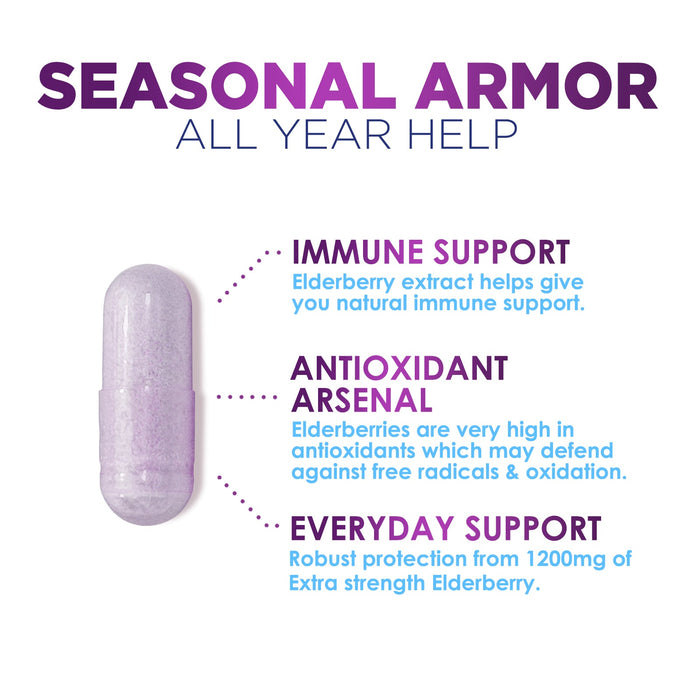 Elderberry Immune Support 10:1 Extract Capsules - Daily Immune Support Supplement for Adults, Natural Sambucus Black Elderberry Vitamins, Vegetarian Vitamin, Gluten Free