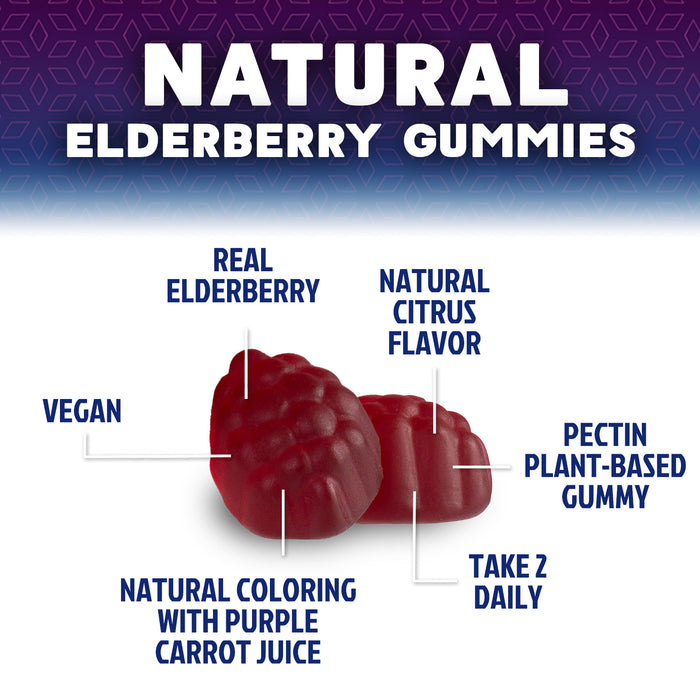 Immune Support Gummies - Powerful Elderberry, Zinc & Vitamin C Gummy, Max Potency Sambucus Black Elderberry Extract Natural Vegan Immune Support Supplement for Adults & Children