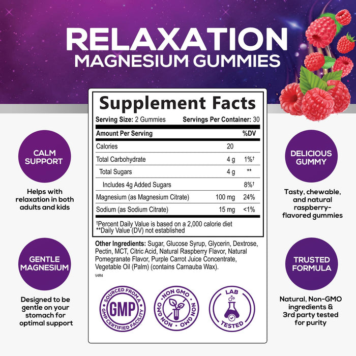 Magnesium Gummies - High Absorption Magnesium Citrate Supplement for Adults & Kids - Nature's Calm Magnesium Gummies Dietary Supplements for Bone, Muscle Health, Heart Support