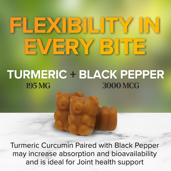 Turmeric Curcumin with Cinnamon & Ginger Gummies 95% Curcuminoids Black Pepper for Max Absorption Joint Support, Nature's Tumeric Herbal Extract Supplement Gummy Capsules, Vegan, Non-GMO - 60 Gummies