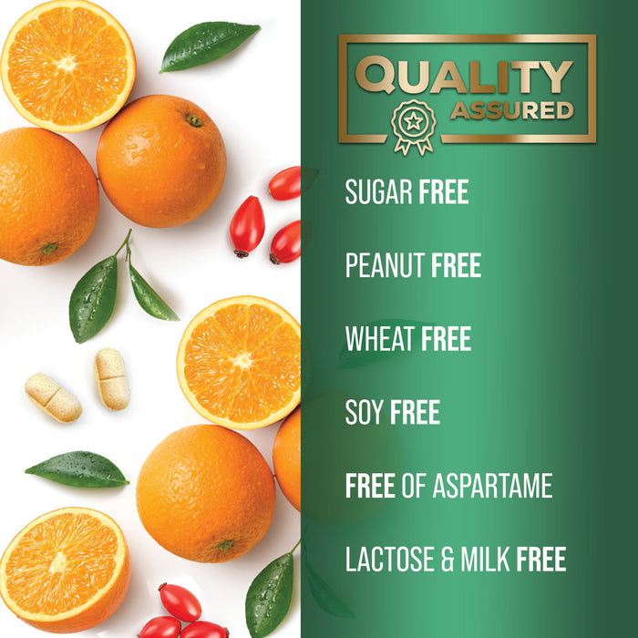 Chewable Vitamin C 1000 mg - Extra Strength Antioxidants for Powerful Immune Support with Vitamin C & Rose Hips - Potent Dietary Vitamin Supplement - Natural, Vegan, Gluten-Free, Non-GMO