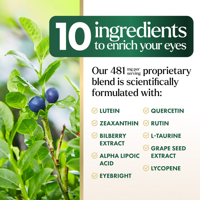 Eye Vitamins & Mineral Supplement - Contains Zinc, Copper, Lutein, & Zeaxanthin, Supports Dry Eye Strain, Vision Health for Adults, Non-GMO, Vegan Eye Care Pills & Minerals Supplements - 120 Capsules