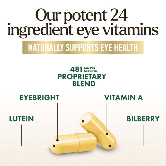 Eye Vitamins & Mineral Supplement - Contains Zinc, Copper, Lutein, & Zeaxanthin, Supports Dry Eye Strain, Vision Health for Adults, Non-GMO, Vegan Eye Care Pills & Minerals Supplements - 120 Capsules