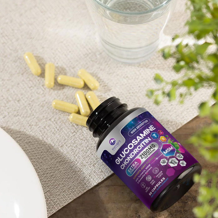 Glucosamine Chondroitin MSM Turmeric Boswellia - Triple Strength Joint Support Supplement - Support for Occasional Discomfort of Back, Knees, & Hands - Mobility Support for Women & Men - 60 Capsules
