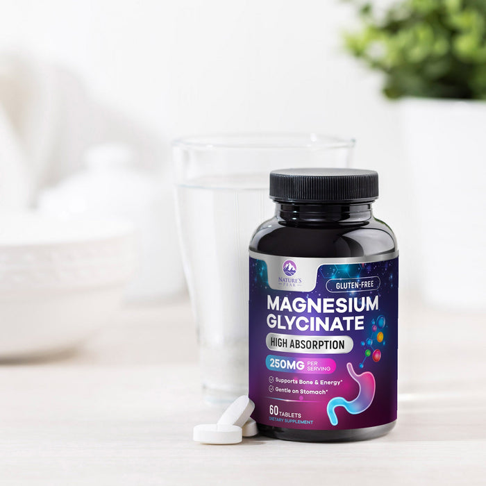 Magnesium Glycinate 250mg - 100% Chelated for Max Absorption, Magnesium Capsules for Bone, Muscle & Heart Health Support