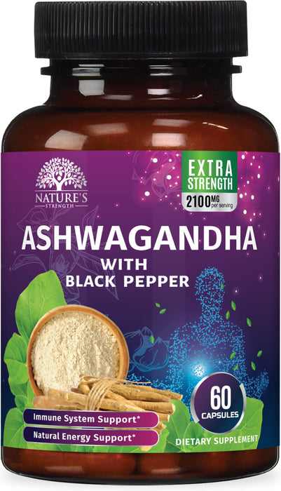 Organic Ashwagandha 1950 mg - Certified Organic Ashwagandha Supplements, Stress & Mood Support, Extra Strength Ashwaganda Capsules, Nature's Vegan Ashwaghanda, Non-GMO & Gluten Free