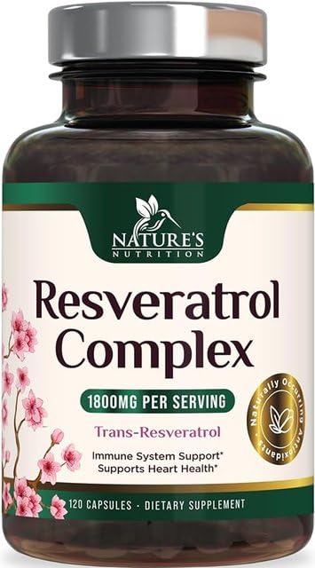 Resveratrol 1800mg Per Serving - Potent Antioxidants for Immune Support - Extra Strength Trans-Resveratrol Supplement Supports Healthy Aging & Heart Health - from Natural Polygonum Root