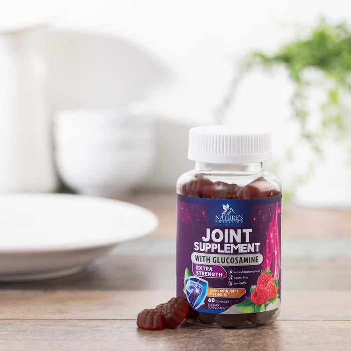 Nature's Joint Support Glucosamine Gummies Plus Vitamin E - Joint Support Supplement for Occasional Discomfort Relief for Back, Knees & Hands - Joint Health & Flexibility Supplement