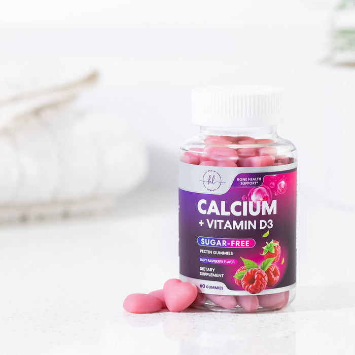 Calcium Supplement Gummy for Women & Men - Sugar Free Calcium with Vitamin D3, Bone Health & Immune Support, Supports Teeth & Bone Strength, Vitamin Calcium Chews, Non-GMO - 60 Gummies