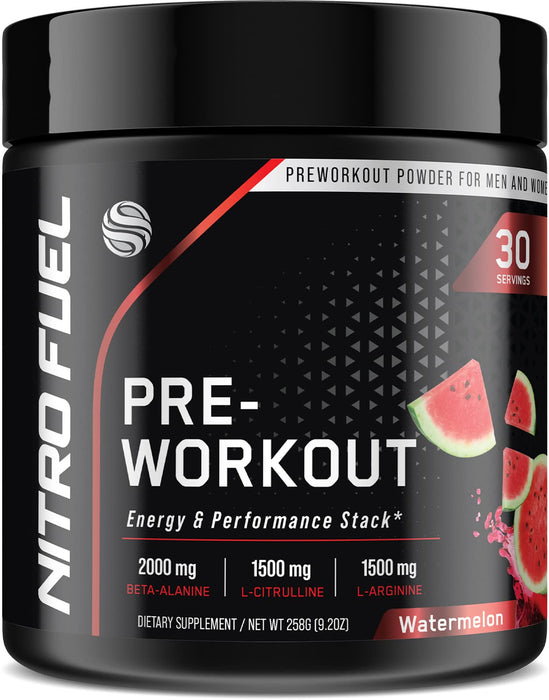Pre-Workout Powder for Women & Men - Pre Workout Energy, Endurance, & Focus Support - Nitric Oxide Booster with Beta Alanine, L-Arginine, L-Citrulline, & Caffeine - Watermelon Flavor -