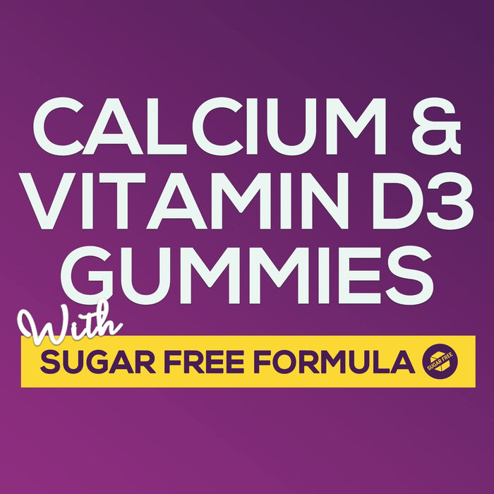 Sugar Free Calcium Gummy Bites Plus 400 IU Vitamin D3, Bone Health & Immune Support, Supports Bone Strength - Chewable Calcium Nutrition Supplement, Non-GMO, Berry Flavor Chews