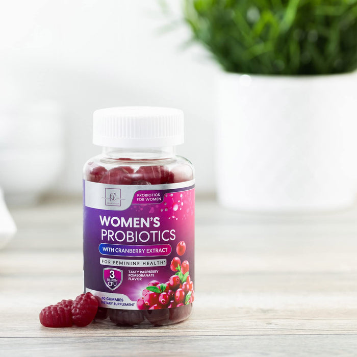 Womens Probiotic CFU Guaranteed with Cranberry, Vegan Strains, Probiotics for Women Supports Digestive, Immune, & Vaginal Health, Lovely Shelf Stable Gummy Supplement, No Soy Gluten Gummies