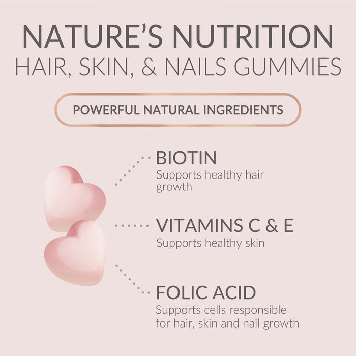 Hair Gummy Vitamins, Sugar Free with Biotin 5000 mcg, Vitamin A, B12, C, D, E, Folic Acid, Supports Hair Growth, Vegetarian Friendly, for Strong, Beautiful Hair and Nails, Non-GMO - 60 Gummies