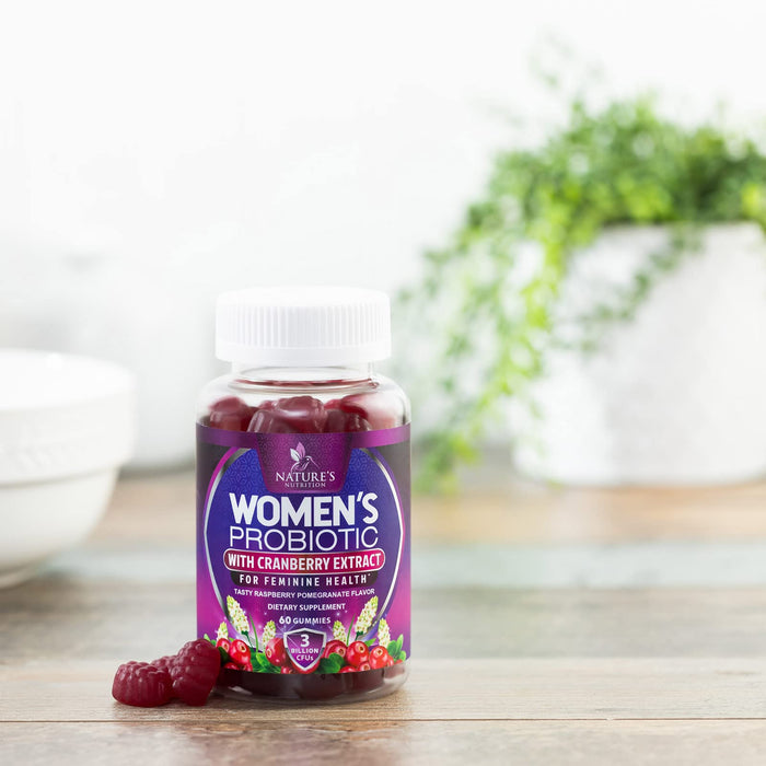Formulated Probiotics for Women Gummy w/ pH Support - Womens Probiotic for Digestive, Vaginal, Urinary & Immune Health Support, 3 Billion CFU & 6 Diverse Strains w/ Cranberry, Non-GMO