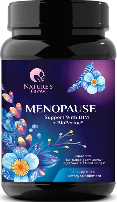 Nature's Glow Menopause Supplements for Women w/DIM - Menopause Relief Vitamins for Hormone Support, Hot Flashes, Night Sweats & Energy Support, Non-GMO Menopause Vitamins - 60 Capsules