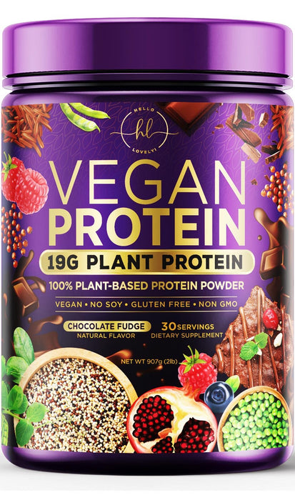 Vegan Protein Powder, Chocolate Fudge - 100% Plant Protein, 3.4g BCAAs, Premier Isolate, No Dairy, Whey or Gluten, Non-GMO, Easy Digesting, Vegan Protien Powder Women & Men, 2 Pounds (30 Servings)