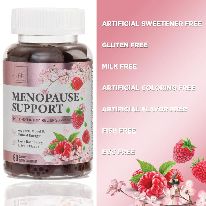 Complete Menopause Supplements for Women Gummy - Multibenefit Menopause Relief Gummies, Natural Hot Flash and Night Sweats Support - Energy Support Supplement, Raspberry Pomegranate - 60 Gummies