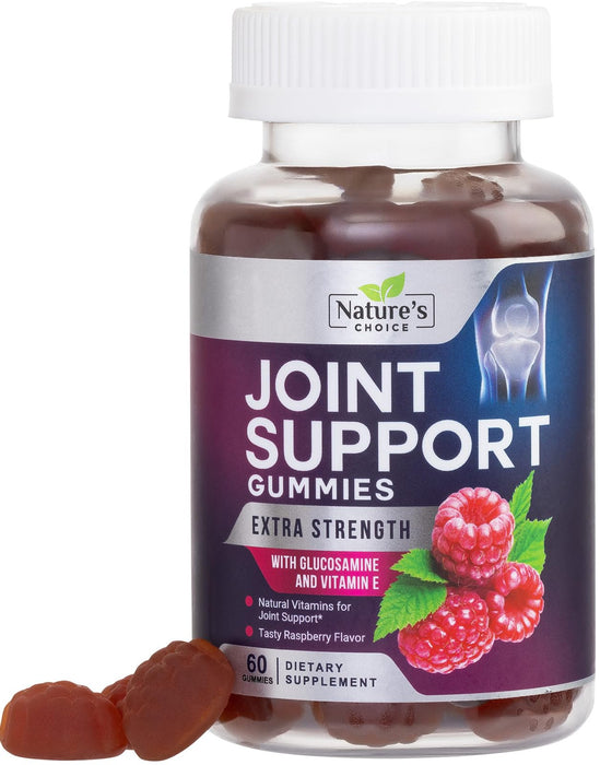 Nature's Choice Glucosamine Gummies Extra Strength Joint Support Gummy with Vitamin E - Naturally Assists Cartilage & Flexibility - Best Support Chew for Men and Women