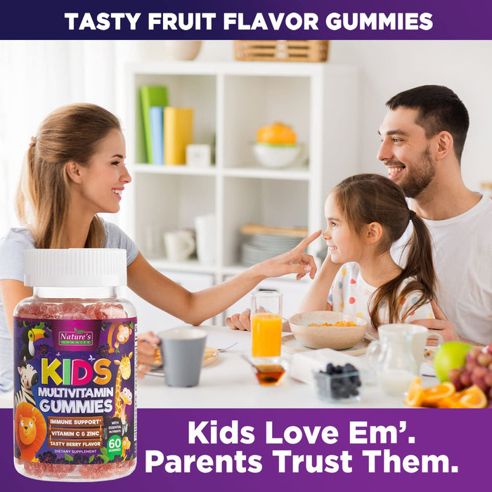 Vitamins for Kids Multivitamin Gummy - Daily Kids Vitamins, Fruit Flavored Gummies w/Vitamins C, D3 & Zinc for Immune Support, Nature's Children & Toddler Supplement, Strawberry Flavor