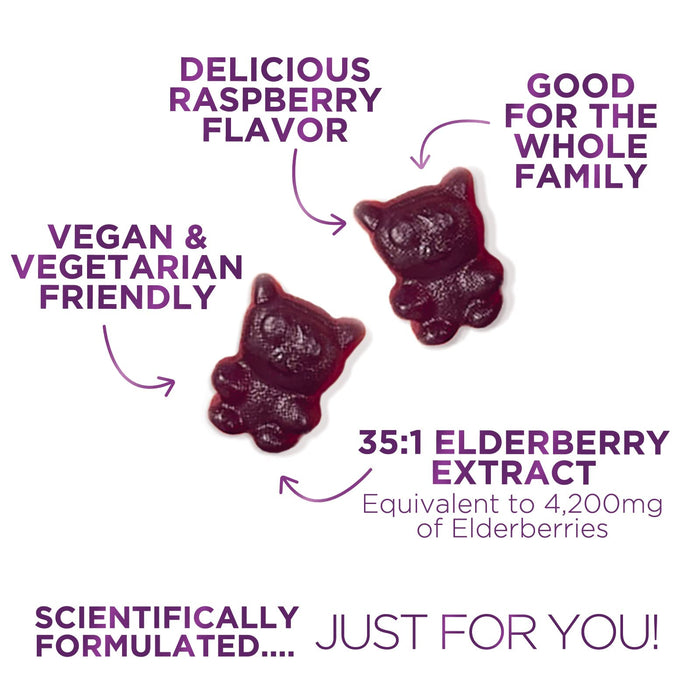 Nature’s Sambucus Elderberry Gummies, Immune Support for Kids and Adults, Max 35:1 Extract, Equivalent to 4200mg of Elderberries, Black Elderberry Vitamin Supplement, Vegan, Non-GMO