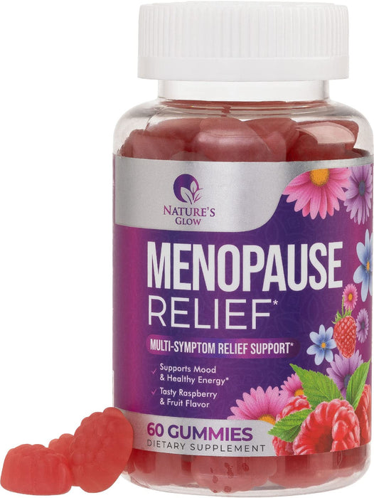 Nature's Glow Menopause Relief Vitamin Gummy for Women - Effective Menopause Support Supplement Gummies, Hot Flash, Night Sweats, Energy & Hormone Support, Non-GMO & Gluten Free - 60 Gummies