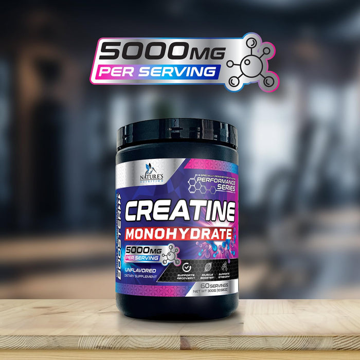 Micronized Creatine Monohydrate Powder - 100% Pure Unflavored Creatine Powder 5000mg Per Serv (5g) Amino Acid Supplement Supports Muscle Building & ATP Cellular Energy - Keto Friendly - 60 Servings
