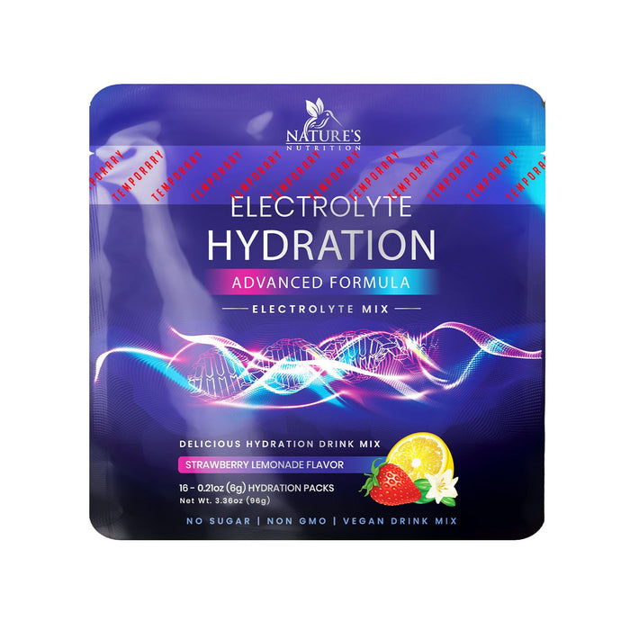 Electrolytes Powder Hydration Packets | Sugar Free Recovery Electrolyte Drink Mix Powder Replenisher in Convenient On the Go Hydration Packets | Non-GMO, Vegan, Keto, Strawberry Lemonade