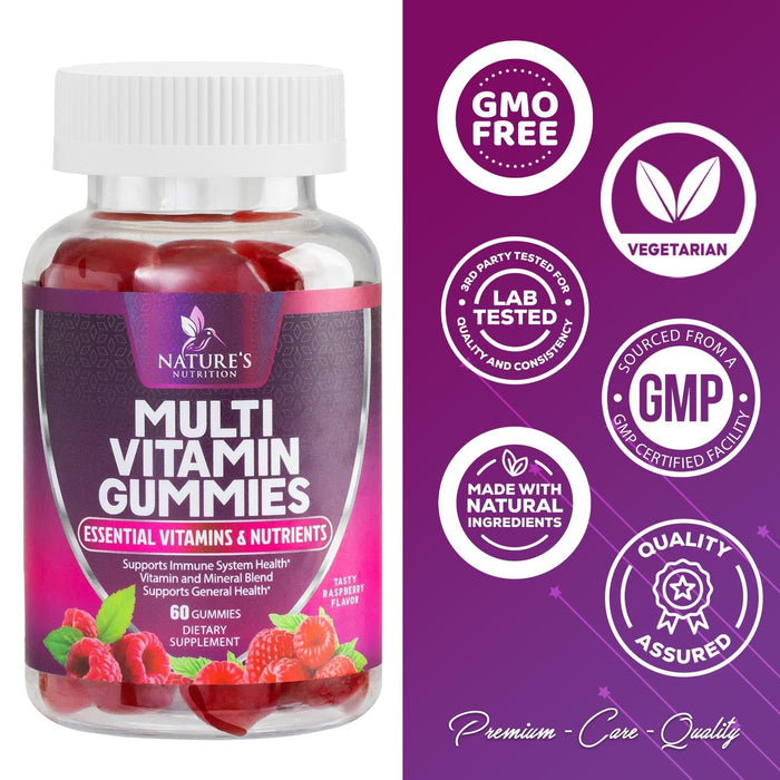Multivitamin Gummies, Extra Strength Daily Multi Vitamin Gummy for Women & Men with Vitamins A, C, D, E, B6, B12, Zinc & Antioxidants Supplement for Immune Health Support, Non-GMO, Berry