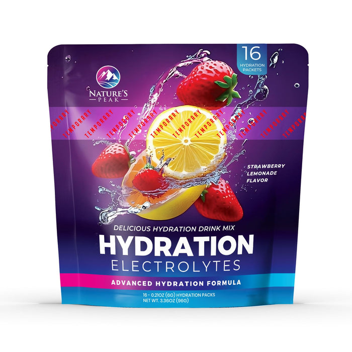 Electrolytes Powder Hydration Packets - Liquid Replenisher & Recovery Drink w Real Salt - Feel Revitalized, Keto & Sugar Free, Non-GMO, Vegan Electrolyte Drink Mix, Strawberry Lemonade - 16 Servings