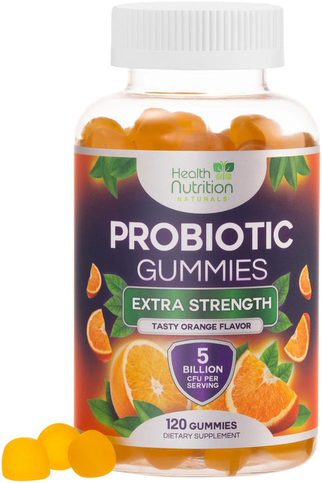 Daily Probiotic Gummy for Women & Men's Digestive Health, Extra Strength 5 Billion CFU, Acidophilus Probiotics Supplement Vaginal & Urinary Health Support, Vegan, Non-GMO, Orange Flavor