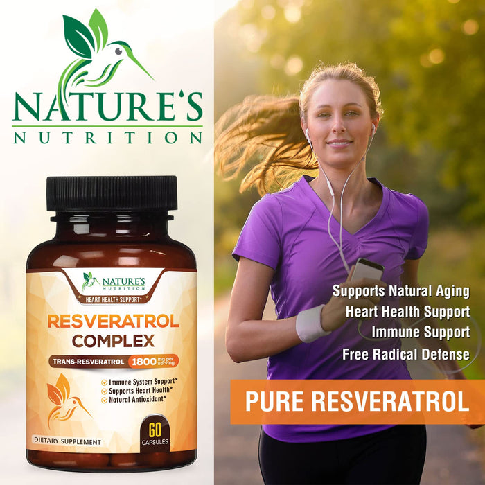 Resveratrol 1800mg Per Serving - Potent Antioxidants for Immune Support - Extra Strength Trans-Resveratrol Supplement Supports Healthy Aging & Heart Health - from Natural Polygonum Root