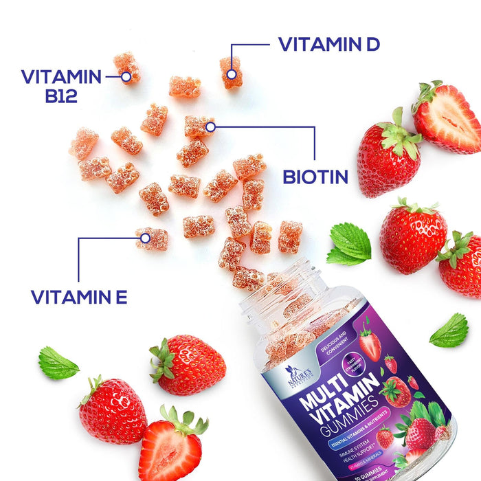 Nature's Multivitamin Gummies - Womens & Mens Daily Gummy Multivitamins for Adults with Vitamins A, C, E, B6, B12, and Minerals - Natural Multi Vitamin Supplement, Non-GMO, Berry Flavor